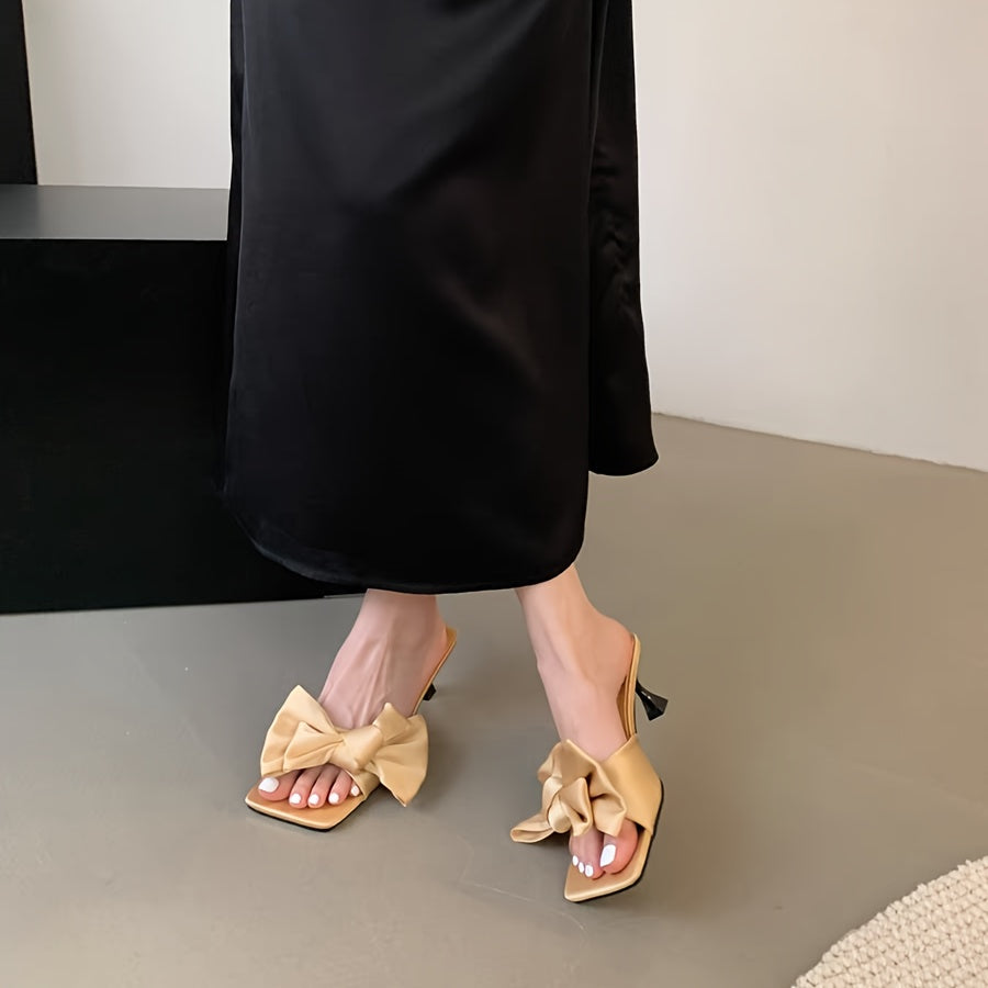 Korean-Style High Heels with Bowknots New 2025 Design - Versatile, Slim-Stiletto, And Elegant Fairy-Tale Shoes for Summer, Perfect for Dresses And Skirts.