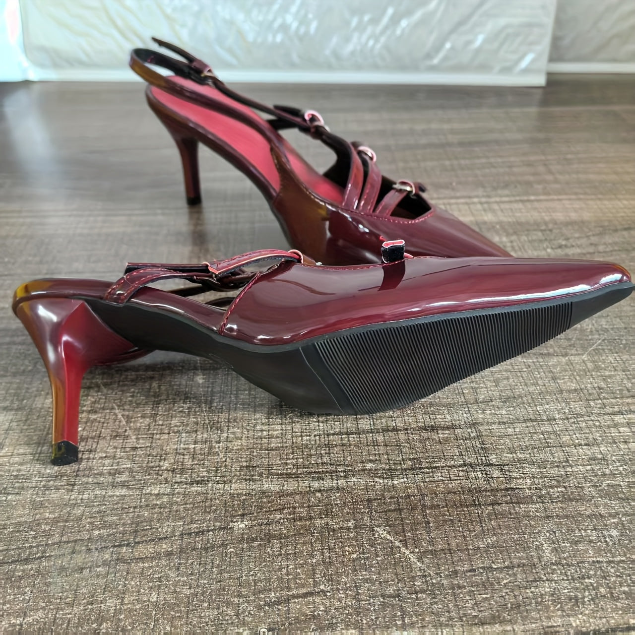 7cm Summer High Heels 7cm High Heels, Women's Sexy Black Pointed One-line Buckle Skinny Heel Shoes