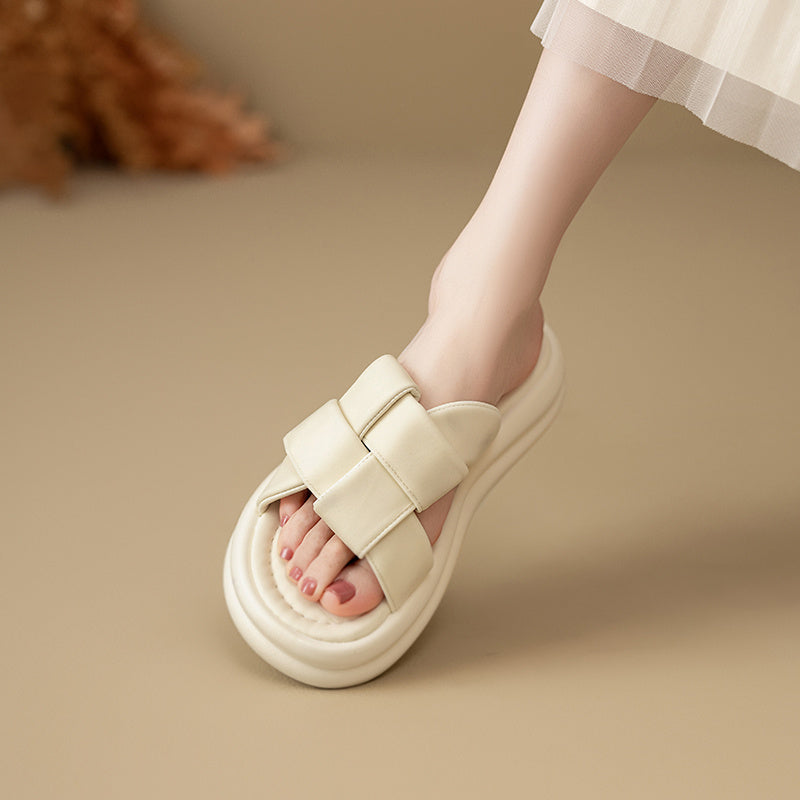 Women'S Wide Toe Slides - Thick Cushioned Sole, Breathable Fabric Upper