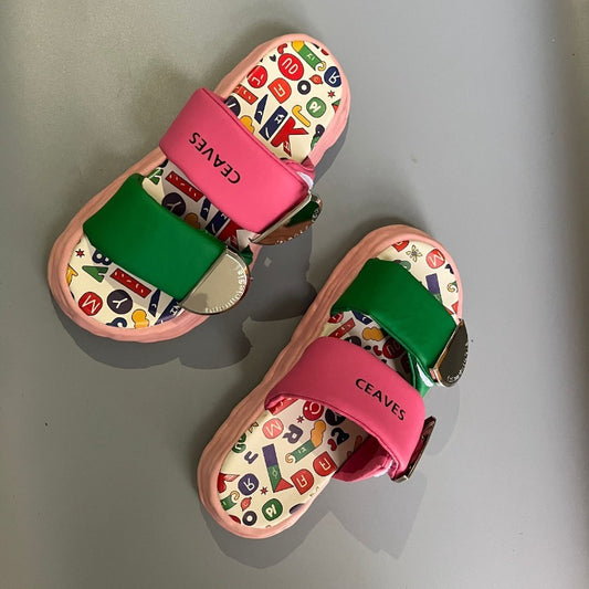 Women'S Graffiti Slippers with Cartoon Dopamine Design, Easy Closure & Anti-Slip Thick Rubber Sole - White & Pink Summer Sandals for Casual Outfits, All-Season Comfort, Casual Footwear | Playful Design | Durable Footwear