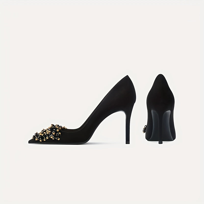 Elegant High-heeled Shoes. Ideal as Banquet Companion Shoes for Women. Pointed-toe Single Shoes. Suitable for Commuting and Professional Wear.